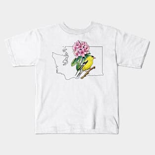 Washington State Flower and Bird Kids T-Shirt